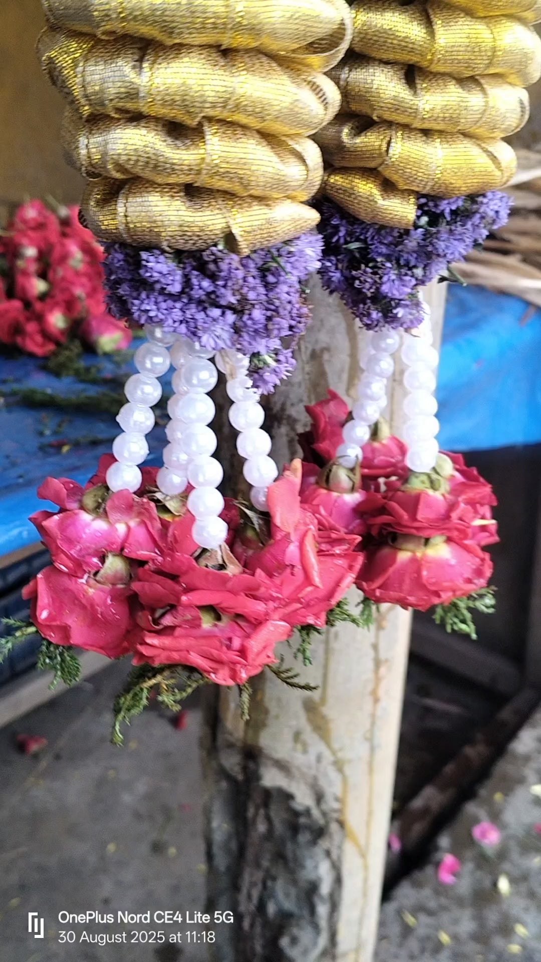 Red rose with gold colour border malai 2 piece