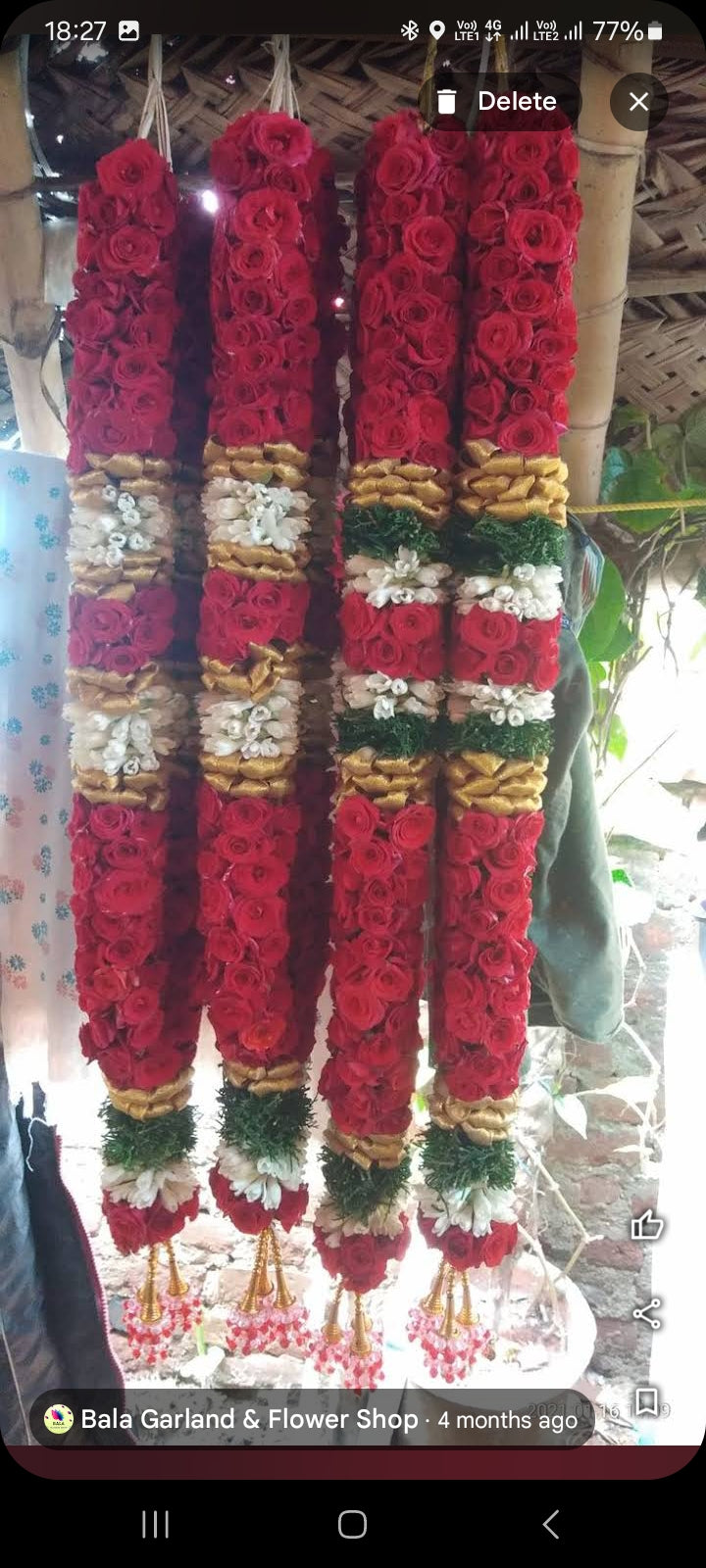 Red rose gold border with sampanki malai (2 piece)